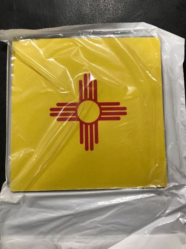 Photo 2 of Flag of New Mexico - USA - red sun symbol of the Zia on yellow - Mouse Pad, 8 by 8 inches (mp_158391_1)