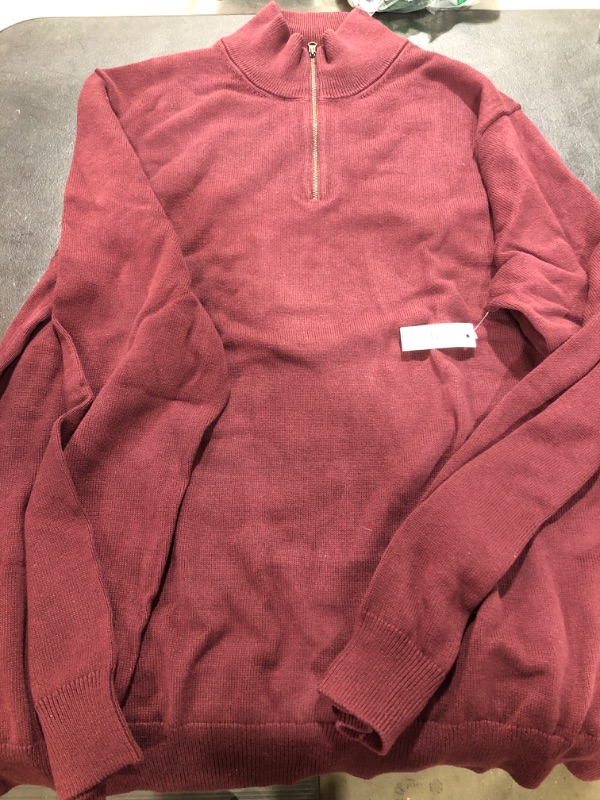 Photo 1 of Amazon Essentials Men's 100% Cotton Quarter-Zip Sweater X-Large Burgundy