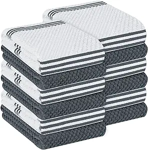 Photo 1 of  Oakias Terry Dish Cloths Grey (12 Pack, 12 x 12 Inches) – Cotton Dish Towels – Highly Absorbent & Quick Drying Kitchen Towels – Pop Corn Style