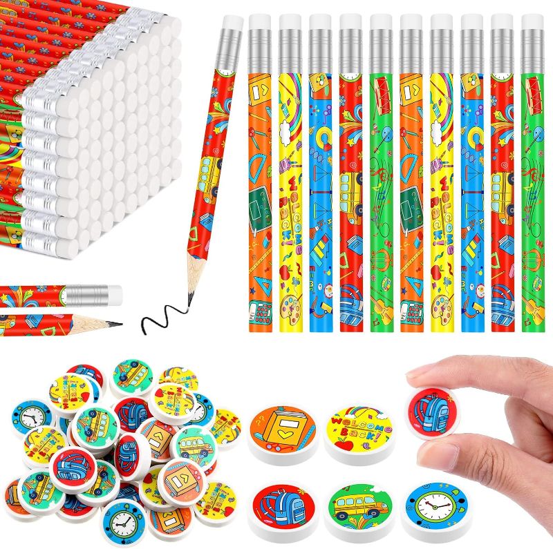 Photo 1 of Crtiin 200 Pcs Christmas Short Pencils with Erasers Xmas Assorted Wood Pencils Christmas Party Supplies for Kids Student Classroom Reward Prizes School Office Supplies