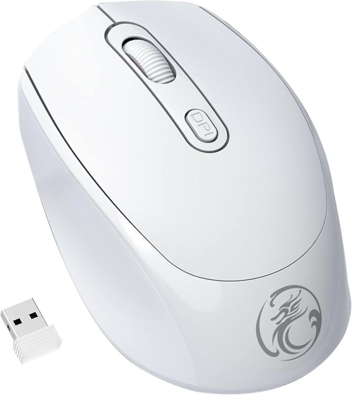 Photo 1 of VEGCOO Wireless Mouse, Rechargeable Computer Mouse, Silent Mouse Ergonomic Mice Bluetooth & USB Connection Two Modes Switchable, Multi-Device Connection Office Mouse for Mac Windows(White)