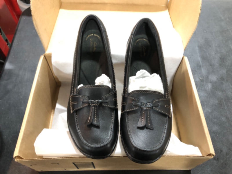 Photo 1 of Clarks Collection Womens Size 7M Black Leather Slip On Comfort Shoes EUC SIZE 9.5