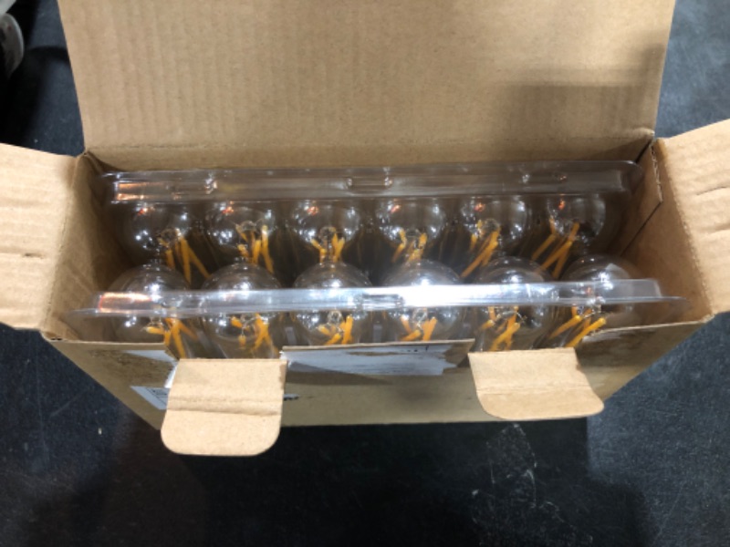 Photo 2 of 12 Pack E12 LED Edison Bulb,4W Equal 40W LED e12 Candelabra Bulbs 2700K Warm White,Dimmable T6 T25 LED Bulbs,E12 Light Bulb,Small Filament LED Light Bulb for Chandelier,Ceiling Fan,Wall sconces,420LM Warm White 12 Count (Pack of 1)