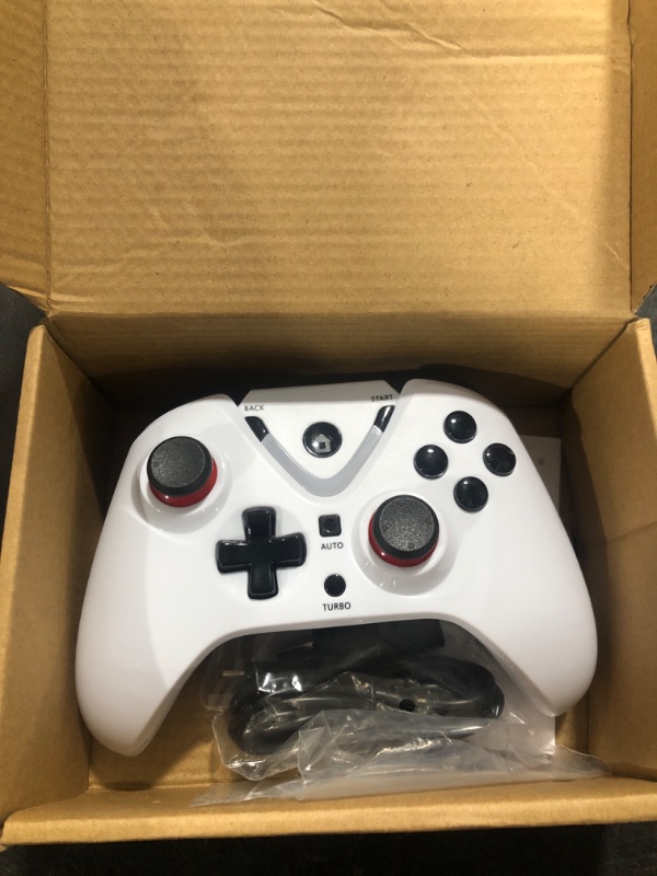 Photo 1 of ROTOMOON Wireless Game Controller with LED Lighting Compatible with Xbox One S/X, Xbox Series S/X Gaming Gamepad, Remote Joypad with 2.4G Wireless Adapter Perfect for FPS Games (White)