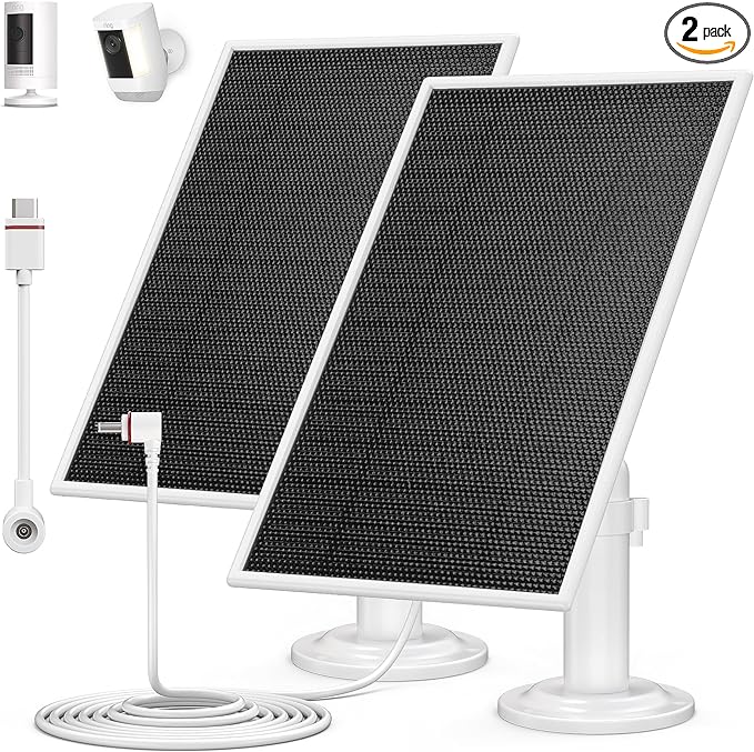 Photo 1 of 2 Pack - Solar Panel for Ring Camera Compatible with Ring Stick Up Cam Battery, Ring Spotlight Cam Plus/Pro(Battery) Charger Outdoor with 13Ft Charger Cable - Camera Not Included
