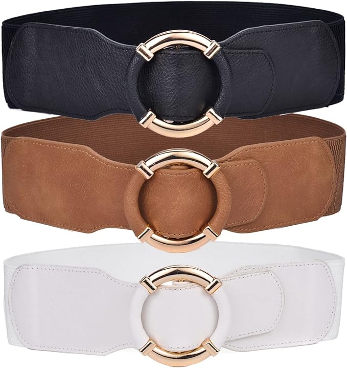 Photo 1 of Beltox Women Elastic Belt Dress Stretchy Wide Waist Vintage Thick Cinch PU Leather
