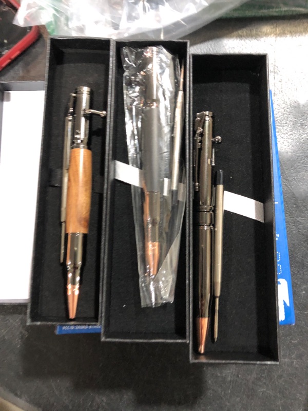 Photo 2 of Crtiin 3 Sets Bullet Pens for Men Bolt Pen Bullet Pen for Pen Lover with Pen Gift Box and Black Ink Refills for Thanksgiving Christmas Valentine's Day Gifts
