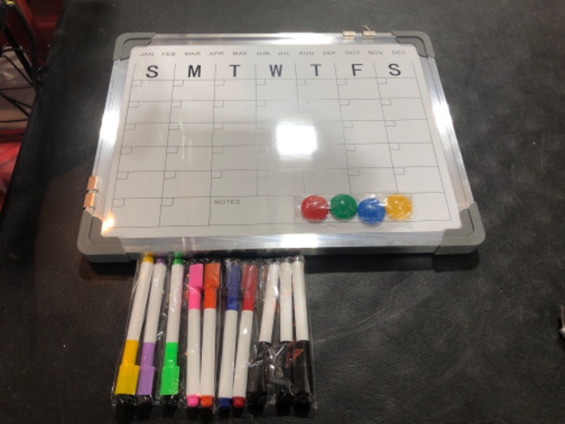 Photo 1 of Dry Erase White Board for Wall, 16" x 12" Magnetic Dry Erase Board Hanging Double-Sided Planner Whiteboard Memo, Weekly Portable Board for List, School, Office, Kitchen, Home 