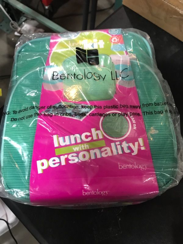 Photo 2 of Bentology Lunch Bag and Box Set for Girls, 9 Pieces Total - Kids Insulated Lunchbox Tote, Bento Box, 5 Containers and Ice Pack - Turquoise
