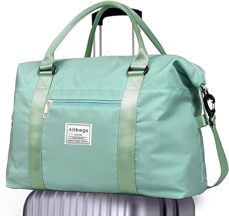 Photo 1 of Alibags Weekender Bags Travel Duffel Bag Carry On Bag Overnight Bag Sports Tote Gym Bag with Trolley Sleeve Wet Pocket Laptop Compartment for Women (Light Green) 