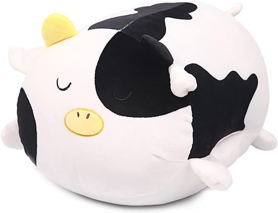 Photo 1 of ARELUX Cow Plush Pillow Stuffed Animal Snuggly Pillow Cute Plush Toy Snuggle Buddy Cow Plushie Kawaii Soft Hugging Pillow for Kids Boys Girls 17.7in