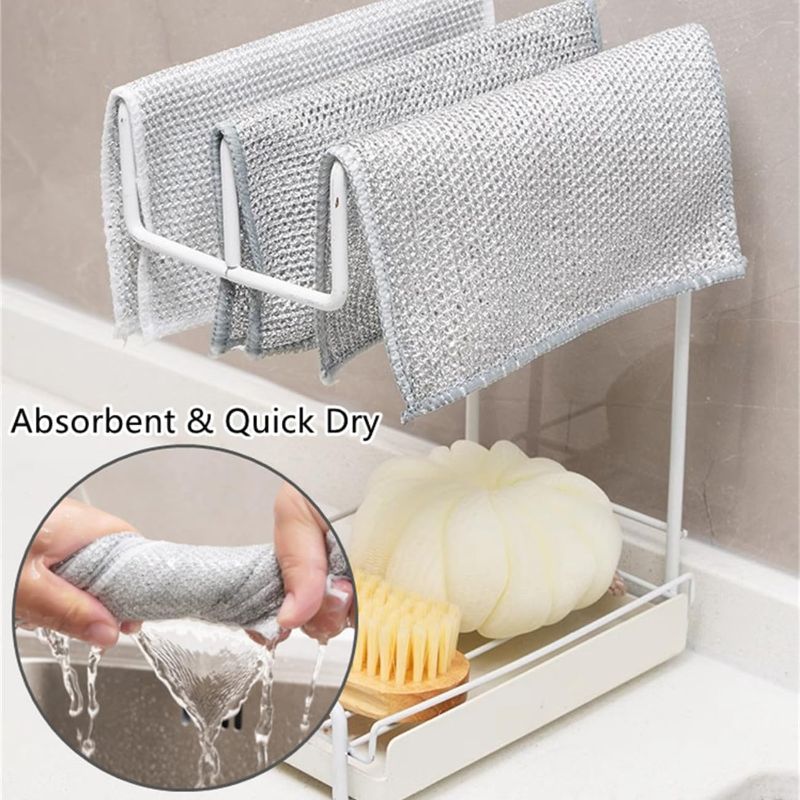 Photo 1 of 10 PAck Multifunctional Non-Scratch Wire Dishcloth, Multipurpose Wire Dishwashing Rags for Wet and Dry, Scrubs & Cleans for Dishes, Sinks, Counters, Stove Tops (10Pcs)