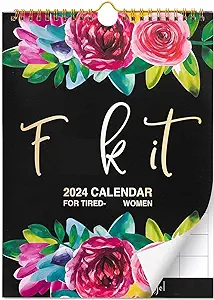 Photo 1 of 2024 Calendar for Tired-Ass Women-Tired Women Calendar - Fuck It Calendar, Hang with Ease, Funny Home Office Wall Calendar,While Elephant Calendar-White Elephant Gag Gift for Women 