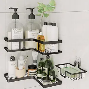 Photo 1 of 3 Pack Corner Shower Caddy, Adhesive Wall Mounted, Shower Caddy Organizer, Roostproof Stainless Steel Bathroom Organizer, Adhesive Shower Caddy, Shower Shelves for Inside Shower, Storage&Home 