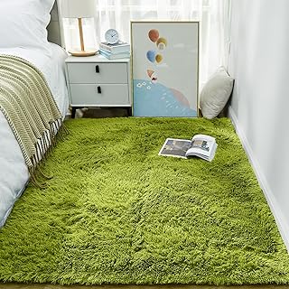 Photo 1 of  Green Grass Runner Rug, Bedside Preppy Dorm Area Rug, College Essentials Non Slip Small Carpets for Bedroom, Anti Slip Fluffy Living Room Rugs Home Decor Aesthetic, Nursery