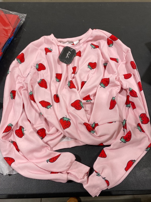 Photo 1 of GIRLS PULL OVER STRAWBERRY LONG SLEEVE SHIRT SIZE13-14Y