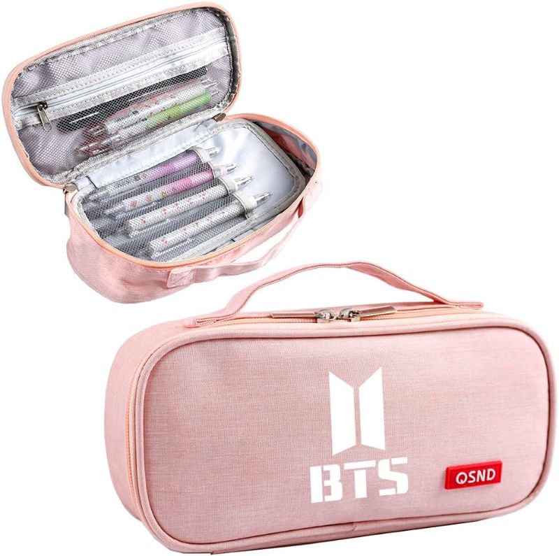 Photo 1 of ZH&GE Kpop BTS Merchandise Large Capacity Pencil Case Storage Pouch for Army Gifts, pink