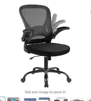 Photo 1 of Youhauchair Mesh Office Chair, Ergonomic Computer Chair with Flip-up Arms and Lumbar Support, Height Adjustable Home Office Desk Chairs, Black