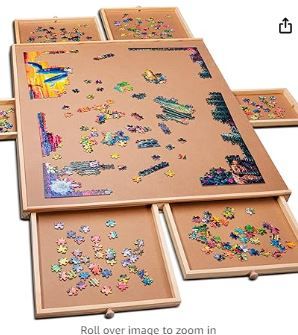 Photo 1 of 1500 Piece Wooden Jigsaw Puzzle Table - 6 Drawers, Puzzle Board | 27” X 35” Jigsaw Puzzle Board Portable - Portable Puzzle Table | for Adults and Kids