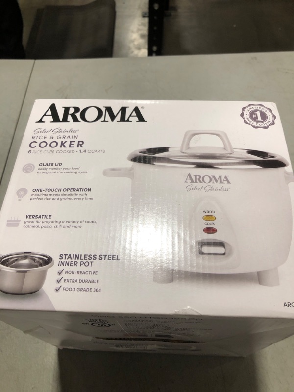 Photo 2 of Aroma Housewares Select Stainless Rice Cooker & Warmer, 6-Cup(cooked) / 1.2Qt, ARC-753SG, White & Select Stainless Rice Cooker & Warmer, 6-Cup(cooked)/ 1.2Qt, ARC-753SGB, Black 6-Cup(cooked) / 1.2Qt. Rice Cooker + Rice Cooker