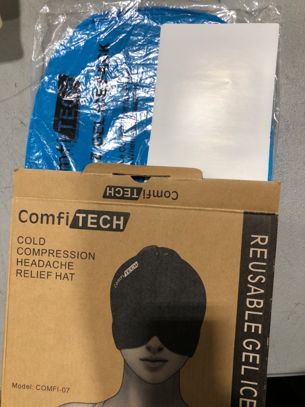 Photo 1 of ComfiTECH Migraine Ice Head Wrap, Headache Relief Hat for Tension Puffy Eyes Migraine Relief Cap for Sinus Headache and Stress Relief Cold Compress (Medium Black) 