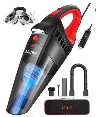 Photo 1 of AstroAI Car Vacuum, Car Accessories, Portable Handheld Vacuum Cleaner with 7500PA/12V High Power, LED Light and 16.4 Ft Cord, Car Cleaning Kit with 3 Filters for Daily Cleaning (AHVCJY801)