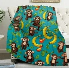 Photo 1 of Comio Monkey Blanket-Monkey Gift for Boys Girls Monkey Lovers-Cute Cartoon Monkey Banana