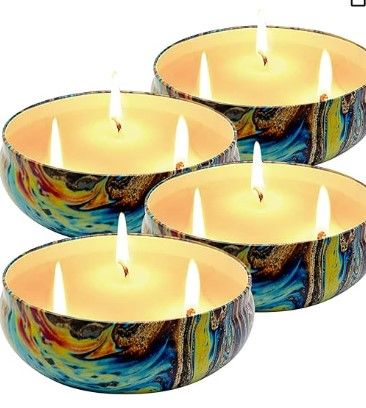 Photo 1 of 4 Packs 13.5oz Citronella Candles Outdoor and Indoor, Large 3-Wick Candles for Home Patio Yard