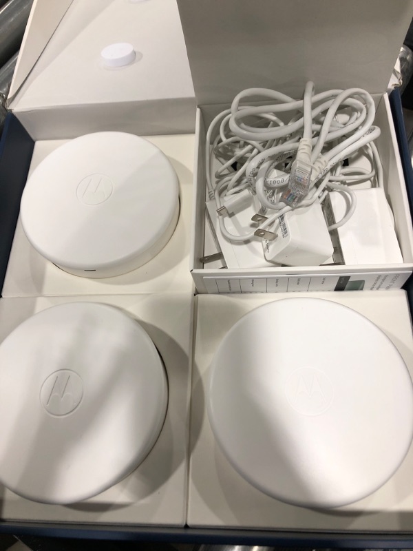 Photo 2 of Motorola MH7603 | WiFi 6 Router + Intelligent Mesh System | 3-Pack | Easy Setup, Security, Adblocking & Parental Controls with The Motosync app | AX1800 WiFi Three Pack