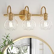 Photo 1 of  Gold Bathroom Vanity Light, Gold Vanity Light 3 Light Gold Bathroom Light Fixtures Brushed Gold Vanity Lighting for Bathroom 22Inch Bathroom Light Over Mirror, Gold Wall Sconce for Farmhouse