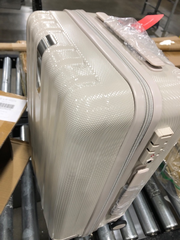 Photo 1 of Hanke Upgrade Carry On Luggage Airline Approved, 20'' Lightweight Hardside Suitcase PC Hardshell Luggage with Spinner Wheels & TSA Lock,Carry-On 20-Inch(Ivory White) Carry-On 20-Inch Ivory White