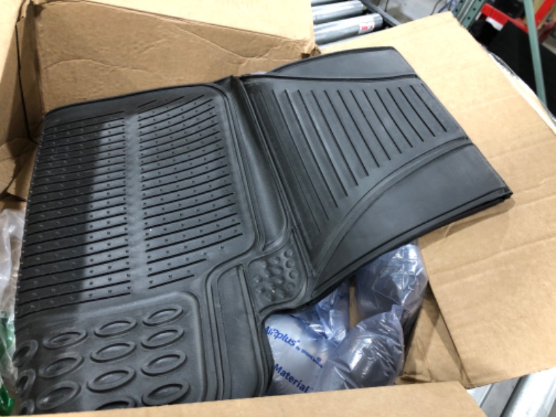 Photo 2 of BDK Heavy Duty Rugged Ridged Complementary Rubber Rear Floor Mats Liners, All Weather Protection, Designed for Trucks Cars Sedan SUV Rugged Ridged Black