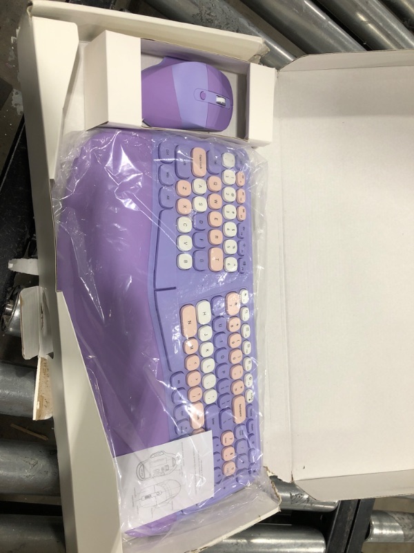 Photo 2 of Ergonomic Keyboard, Wireless Split Keyboard Natural Typing Full Size with Cushioned Wrist, Palm Rest, Curved *PURPLE*