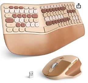 Photo 1 of Ergonomic Keyboard, Wireless Split Keyboard Natural Typing Full Size with Cushioned Wrist, Palm Rest, Curved *PURPLE*