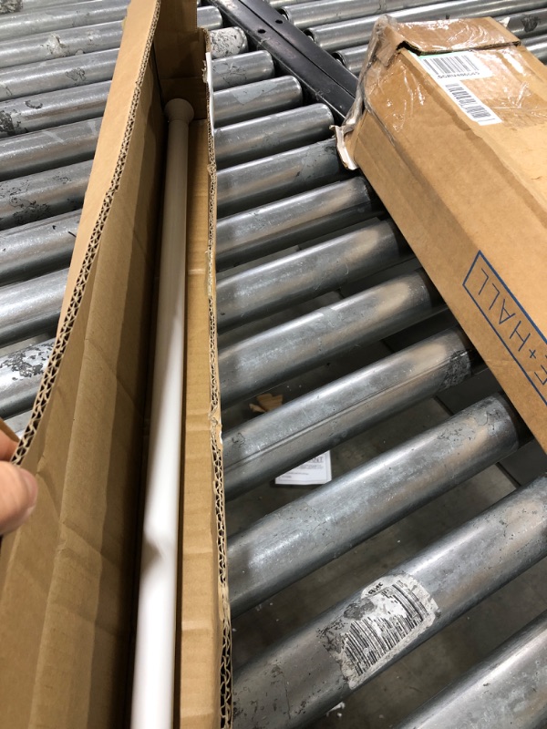 Photo 1 of Amazon Basics Tension Curtain Rod, Adjustable 36-54" Width - White, Classic Finial White 36-54" Classic