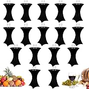 Photo 1 of  Inches Highboy Spandex Cocktail Table Cover, Round Cocktail Tablecloth Stretch Fitted Tablecloth for Round Bottom Table Bar Pub Wedding Party Banquet Birthday Supplies (Black, 16 Pieces)