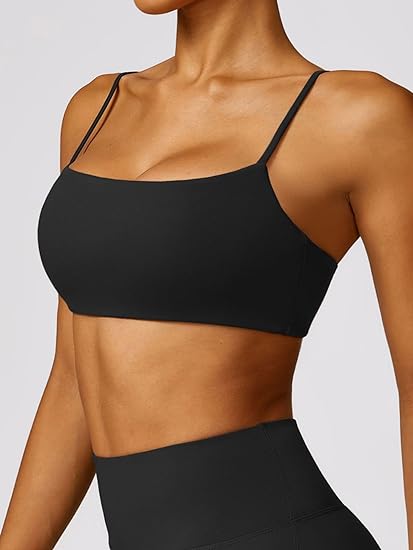 Photo 1 of Comper Women's Sports Bras Wirefree Racerback Workout Bras Sexy Thin Straps Yoga Sport Bras with Removable Pads size-L