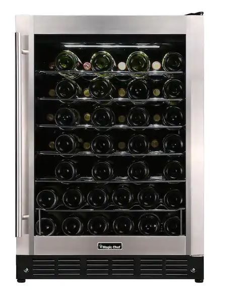 Photo 1 of 23.4 in. W 50-Bottle Wine Cooler in Stainless Steel