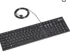 Photo 1 of Amazon Basics Low-Profile Wired USB Keyboard with US Layout (QWERTY), Matte Black