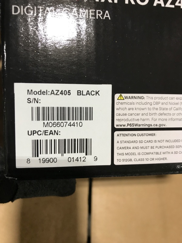 Photo 1 of KODAK PIXPRO AZ405-BK 20MP Digital Camera 40X Optical Zoom 24mm Wide Angle Lens Optical Image Stabilization 1080P Full HD Video 3" LCD Vlogging Camera (Black)
