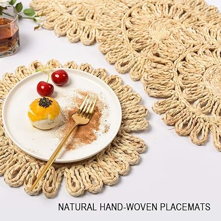Photo 1 of 15 Inch Round Woven Placemats for Dining Table Set of 5