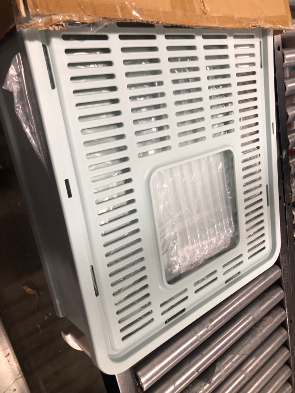 Photo 1 of Foldable Cat Litter Box with Lid, Enclosed Cat Potty, Top Entry Anti-Splashing Cat Toilet, Easy to Clean Including Cat Litter Scoop and 2-1 Cleaning Brush (Blue) Extra Large Blue X-Large