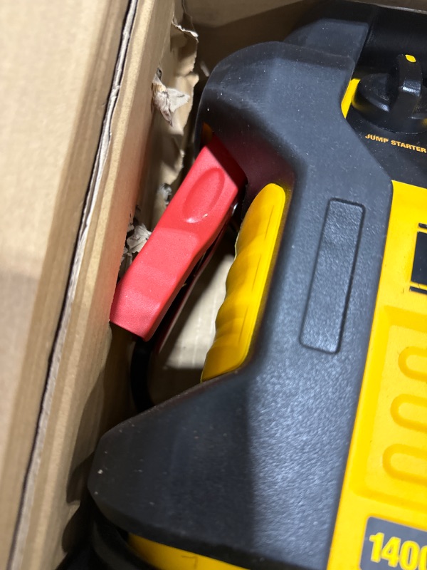 Photo 3 of DEWALT DXAEJ14 Digital Portable Power Station Jump Starter: 1400 Peak/700 Instant Amps, 120 PSI Digital Air Compressor, 3.1A USB Ports, Battery Clamps , Yellow