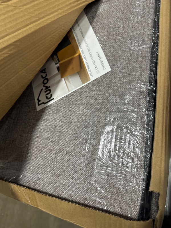 View 2 of CUYOCA Storage Ottoman Bench Foldable Seat Footrest Shoe Bench End of Bed Storage with Flipping Lid, 75L Storage Space, 30 inches Linen Fabric Grey 30" Flip Light Grey