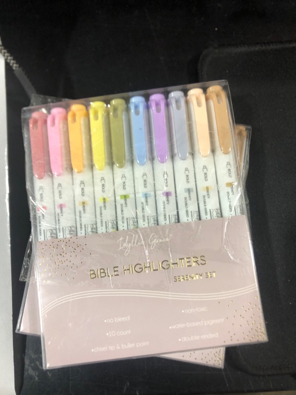 Photo 2 of Idyllic Grace Bible Highlighters & Pens (Pack of 10) - Double Ended, Quick Drying & No Bleed Bible Markers - Chisel Tip & Bullet Tip - Muted Pastels Colors - Bible Study Journaling School Supplies
X2