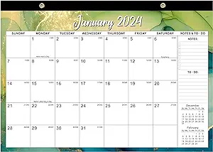 Photo 1 of 2024 Desk Calendar, 17" x 12" Large Calendar, From Now to January 2024 - June 2025, 18 Monthly Desk Wall Calendar 2-in-1, Thick Paper with Corner Protectors, Large Ruled Blocks, To-Do List, 2024 Calendar with Julian Date for Home School Office 