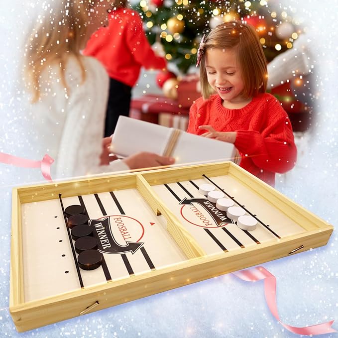 Photo 1 of Fast Sling Puck Game, Puck Sling Game, Slingshot Table Hockey Wooden Puck Board Game for Kids and Adults Family Game Nights-Xmas Gifts 