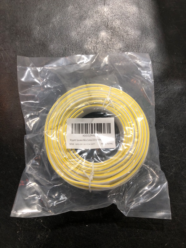 Photo 1 of 16AWG Speaker Wire 50 FT, 16/2 Gauge Audio Speaker Wire, for Car Speakers Stereo, Home Theater, Automotive Wire, White Jacket with Yellow Polarity Marker, CCA, 2 Conductors Electrical Wire