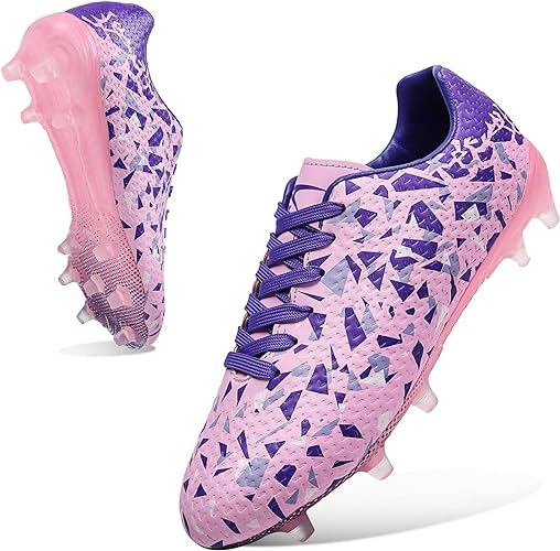 Photo 1 of ASHION Unisex-Kids Soccer Cleats for Boys Girls Turf Firm Ground No-Tie Football Shoes Durable SIZE 7.5