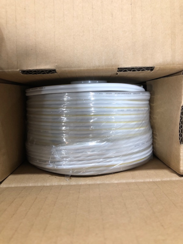 Photo 1 of 16AWG Speaker Wire 75 FT, 16/2 Gauge Audio Speaker Wire, for Car Speakers Stereo, Home Theater, Automotive Wire, White Jacket with Yellow Polarity Marker, CCA, 2 Conductors Electrical Wire